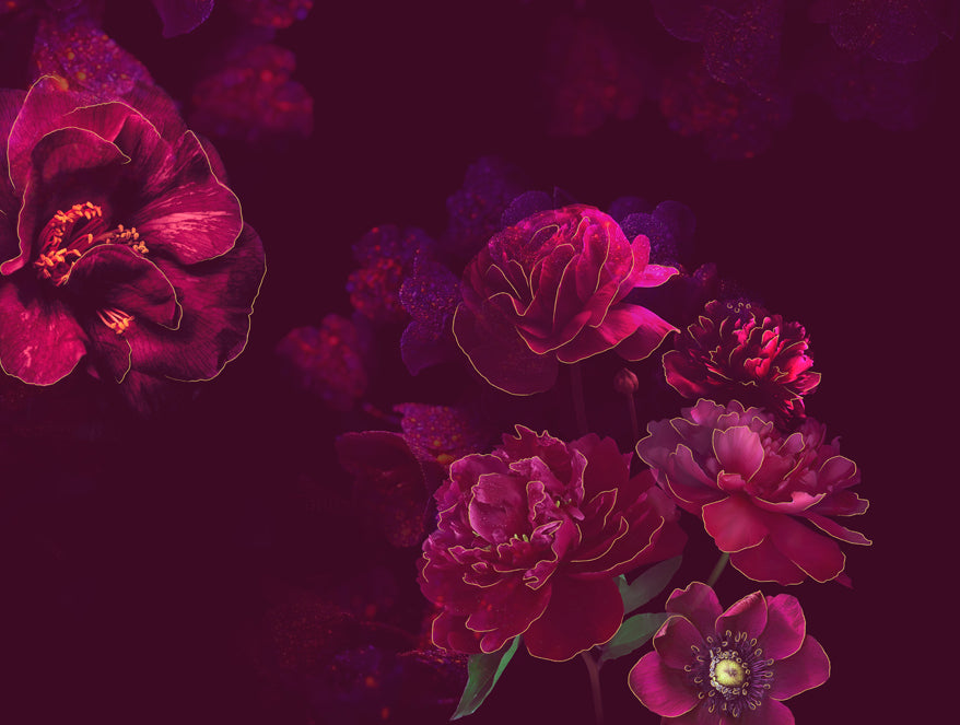 Elegance Noir 100% Cotton Large Bedsheet, 210TC, Floral, Dark Violet