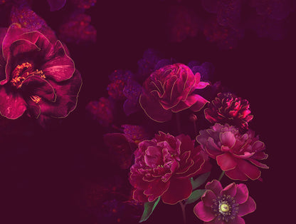 Elegance Noir 100% Cotton Large Bedsheet, 210TC, Floral, Dark Violet