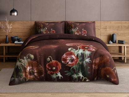 Elegance Noir 100% Cotton Large Bedsheet, 210TC, Floral, Dark Brown