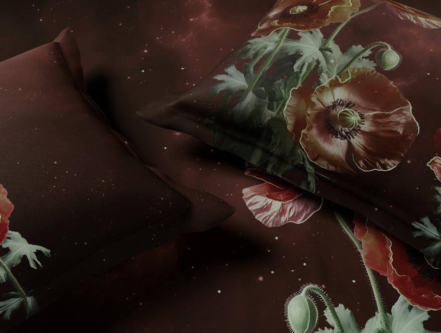 Elegance Noir 100% Cotton Large Bedsheet, 210TC, Floral, Dark Brown