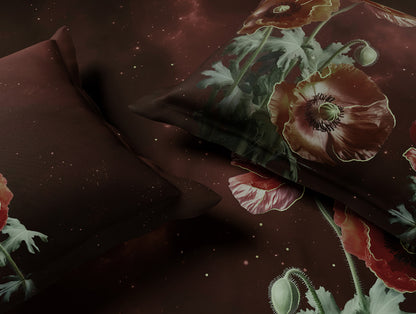 Elegance Noir 100% Cotton Large Bedsheet, 210TC, Floral, Dark Brown