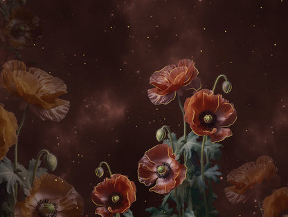 Elegance Noir 100% Cotton Large Bedsheet, 210TC, Floral, Dark Brown