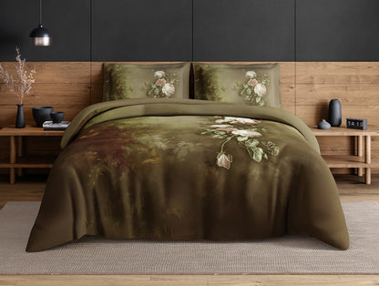Elegance Noir 100% Cotton Large Bedsheet, 210TC, Floral, Brown