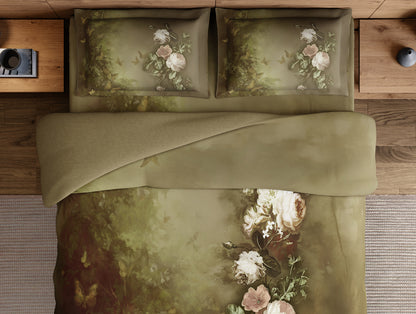 Elegance Noir 100% Cotton Large Bedsheet, 210TC, Floral, Brown