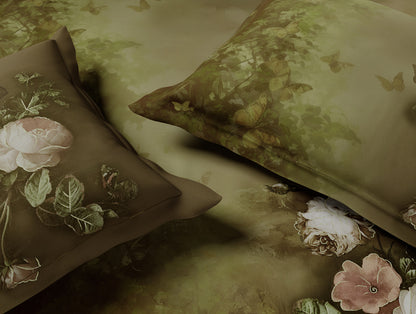 Elegance Noir 100% Cotton Large Bedsheet, 210TC, Floral, Brown