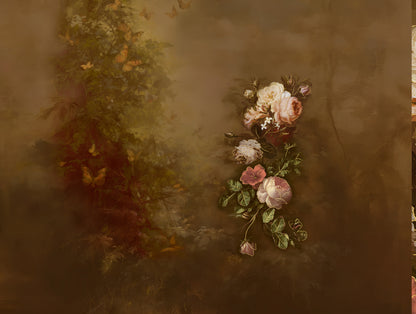 Elegance Noir 100% Cotton Large Bedsheet, 210TC, Floral, Brown