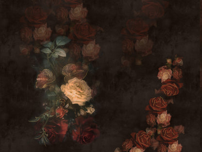 Elegance Noir 100% Cotton Large Bedsheet, 210TC, Floral, Dark Brown