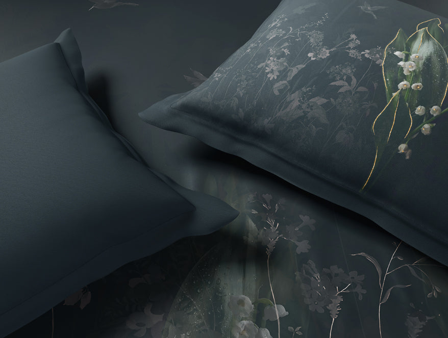 Elegance Noir 100% Cotton Large Bedsheet, 210TC, Floral, Dark Teal