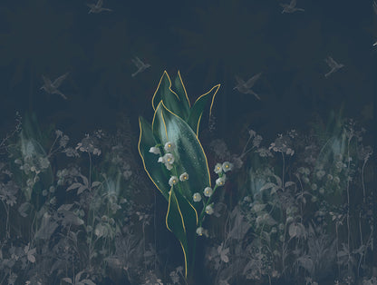 Elegance Noir 100% Cotton Large Bedsheet, 210TC, Floral, Dark Teal