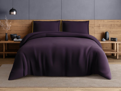 Elegance Noir 100% Cotton Large Bedsheet, 210TC, Solid, Dark Violet