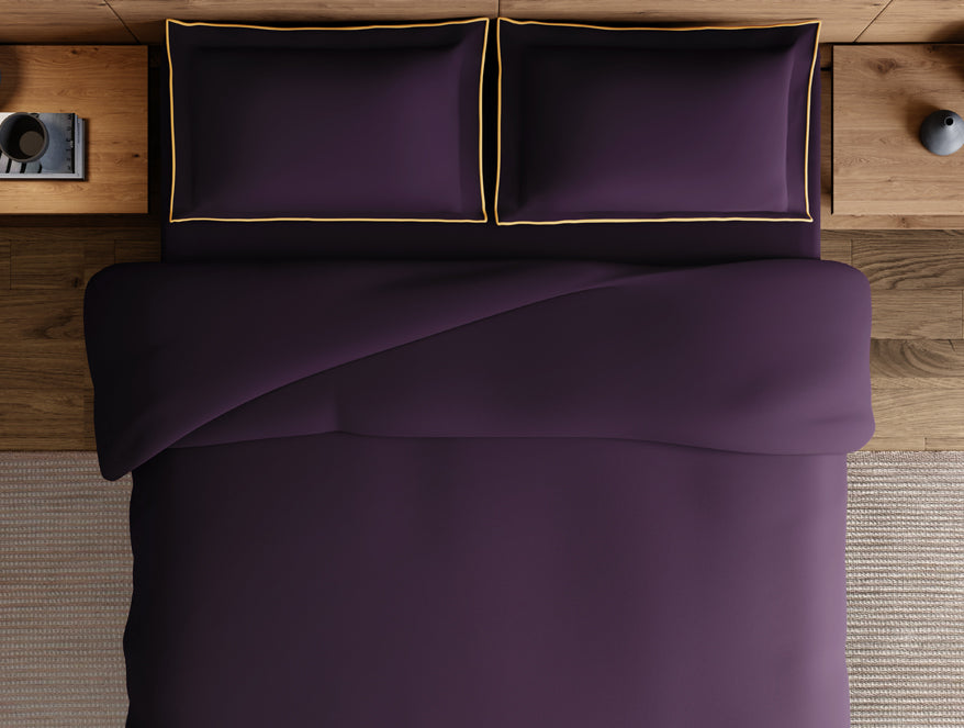 Elegance Noir 100% Cotton Large Bedsheet, 210TC, Solid, Dark Violet
