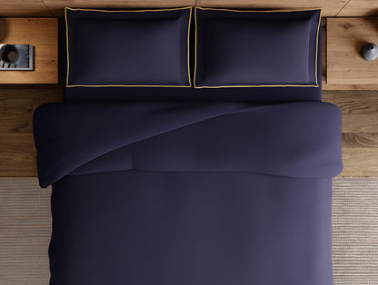 Elegance Noir 100% Cotton Large Bedsheet, 210TC, Solid, Dark Blue