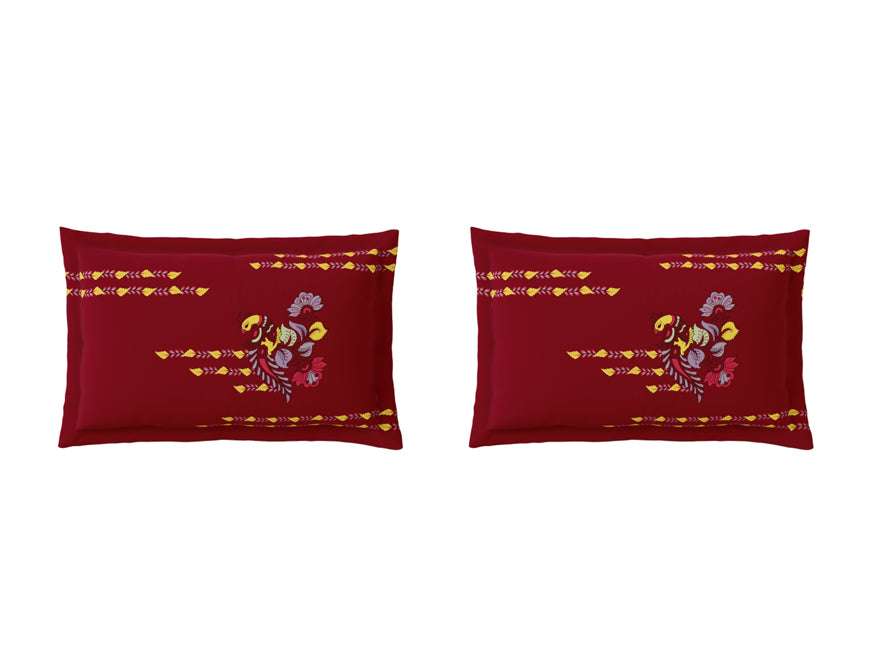 Rangana Multi 100% Cotton Large Bedsheet, 210 TC, Ornate, Red