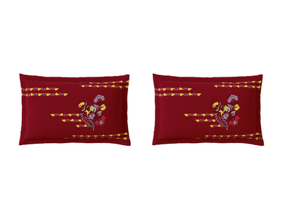 Rangana Multi 100% Cotton Large Bedsheet, 210 TC, Ornate, Red