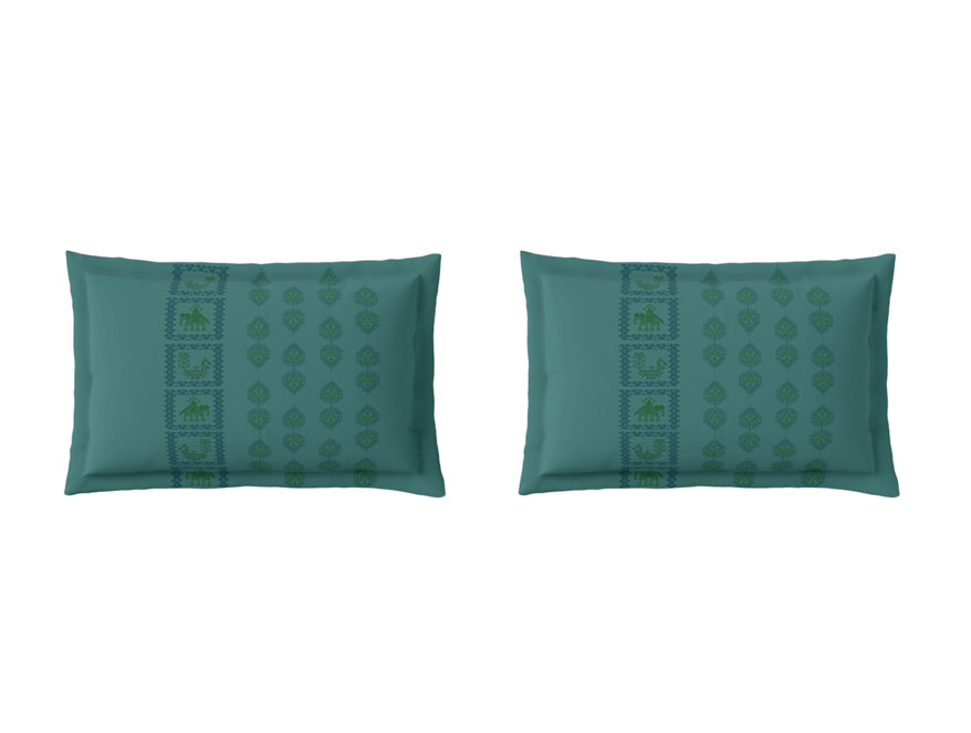 Rangana Multi 100% Cotton Large Bedsheet, 210 TC, Geometric, Light Blue