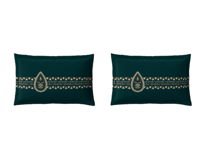 Rangana Multi 100% Cotton Large Bedsheet, 210 TC, Ornate, Dark Teal