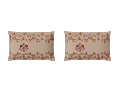 Rangana Multi 100% Cotton Large Bedsheet, 210 TC, Floral, Beige