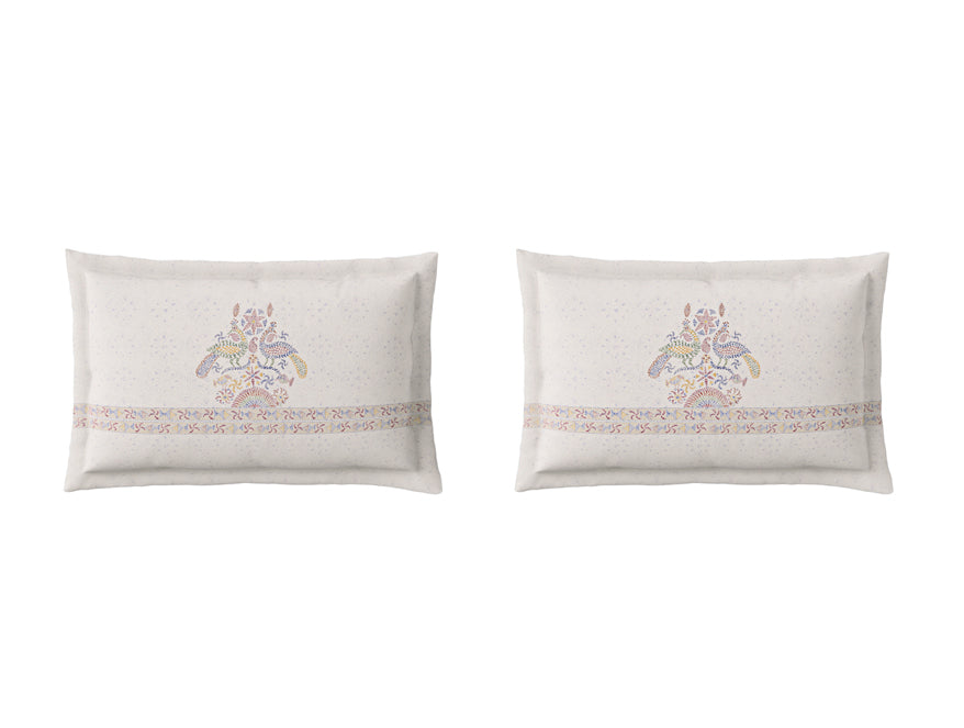 Rangana Multi 100% Cotton Large Bedsheet, 210 TC, Ornate, White