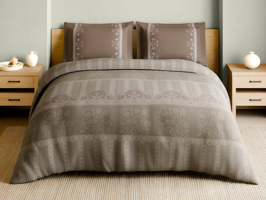 Rangana Muted 100% Cotton Large Bedsheet, 210 TC, Geometric, Blush