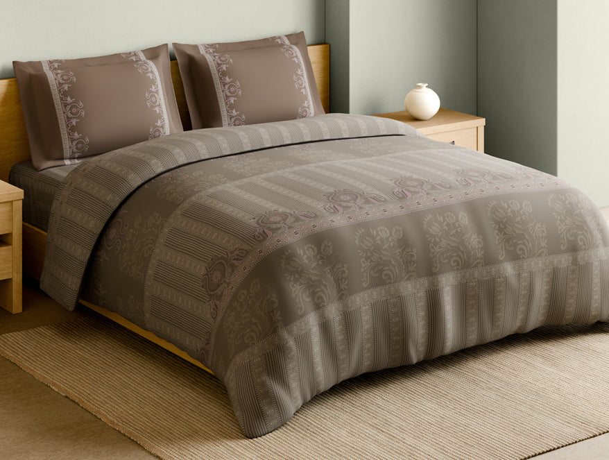 Rangana Muted 100% Cotton Large Bedsheet, 210 TC, Geometric, Blush