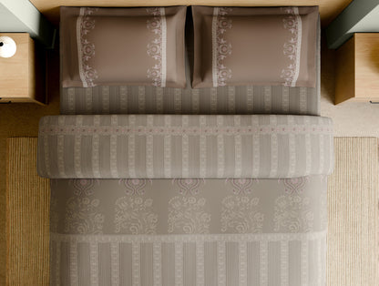 Rangana Muted 100% Cotton Large Bedsheet, 210 TC, Geometric, Blush