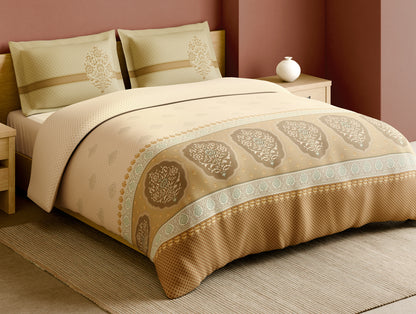 Rangana Muted 100% Cotton Large Bedsheet, 210 TC, Ornate, Blush