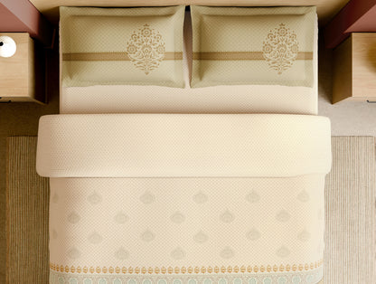 Rangana Muted 100% Cotton Large Bedsheet, 210 TC, Ornate, Blush