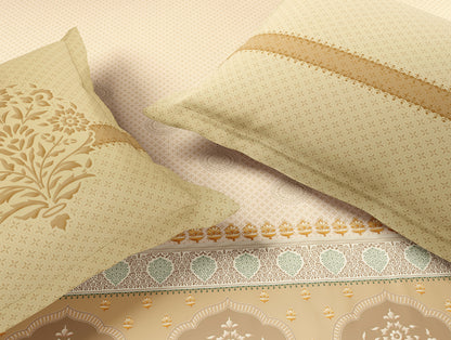 Rangana Muted 100% Cotton Large Bedsheet, 210 TC, Ornate, Blush