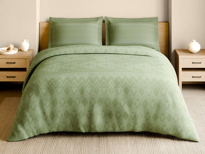 Rangana Muted 100% Cotton Large Bedsheet, 210 TC, Geometric, Light Green