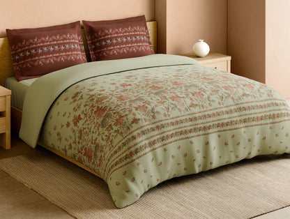 Rangana Muted 100% Cotton Large Bedsheet, 210 TC, Floral, Beige