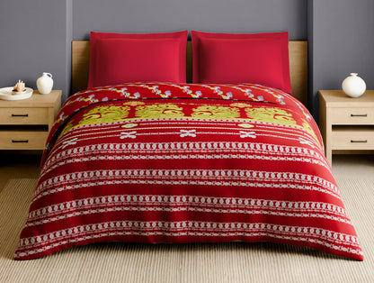 Rangana Multi 100% Cotton Double Quilt, 210 TC, Ornate, Red