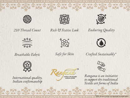 Rangana Multi 100% Cotton Double Quilt, 210 TC, Ornate, Red