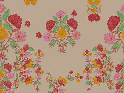 Rangana Multi 100% Cotton Double Quilt, 210 TC, Floral, Beige