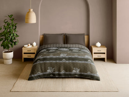 Rangana Multi 100% Cotton Double Quilt, 210 TC, Ornate, Dark Brown