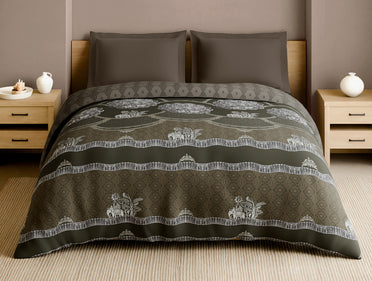 Rangana Multi 100% Cotton Double Quilt, 210 TC, Ornate, Dark Brown