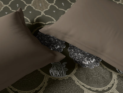 Rangana Multi 100% Cotton Double Quilt, 210 TC, Ornate, Dark Brown
