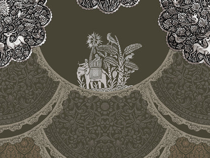 Rangana Multi 100% Cotton Double Quilt, 210 TC, Ornate, Dark Brown