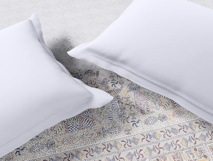 Rangana Multi 100% Cotton Double Quilt, 210 TC, Ornate, White