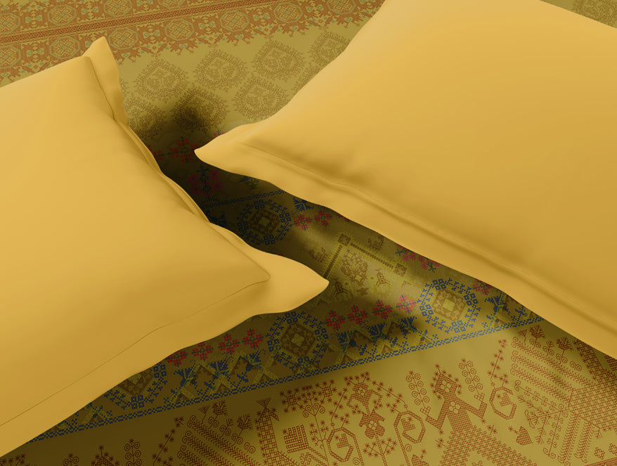 Rangana Multi 100% Cotton Double Quilt, 210 TC, Geometric, Light Yellow