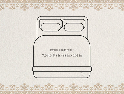 Rangana Muted 100% Cotton Double Quilt, 210 TC, Floral, Light Blue