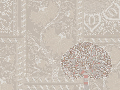 Rangana Muted 100% Cotton Double Quilt, 210 TC, Floral, Cream