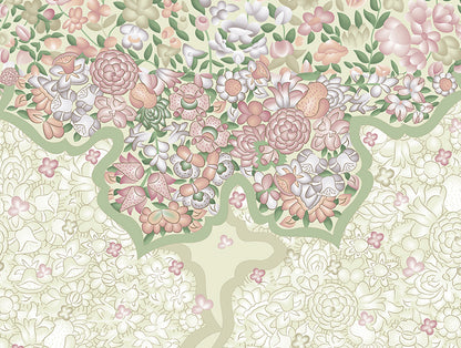 Rangana Muted 100% Cotton Double Quilt, 210 TC, Floral, Light Yellow