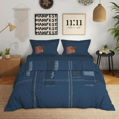 Genz 100% Cotton Large Bedsheet, 180 TC, Characters, Light Blue