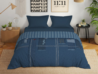 Genz 100% Cotton Double Quilt, 180 TC, Characters, Light Blue