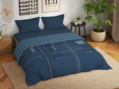 Genz 100% Cotton Double Quilt, 180 TC, Characters, Light Blue