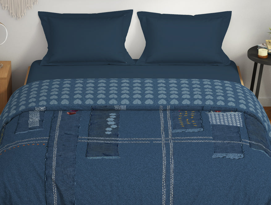 Genz 100% Cotton Double Quilt, 180 TC, Characters, Light Blue