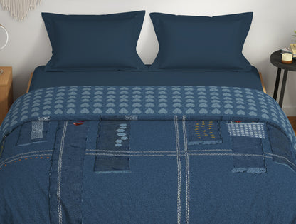 Genz 100% Cotton Double Quilt, 180 TC, Characters, Light Blue