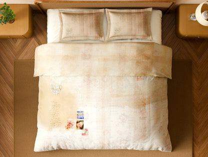 Organic Cotton Large Bedsheet, 180 TC, Floral, Light Peach