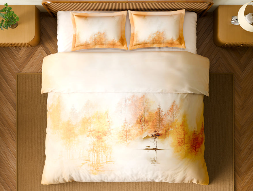 Organic Cotton Large Bedsheet, 180 TC, Floral, Light Peach