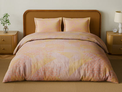 Organic Cotton Large Bedsheet, 180 TC, Geometric, Light Blush